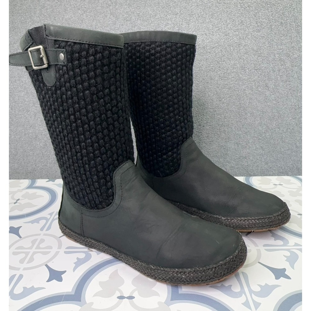 UGG Australia Lyza Demi Boots Women's 6 Dark Green Leather Black Wool‎ 1014364